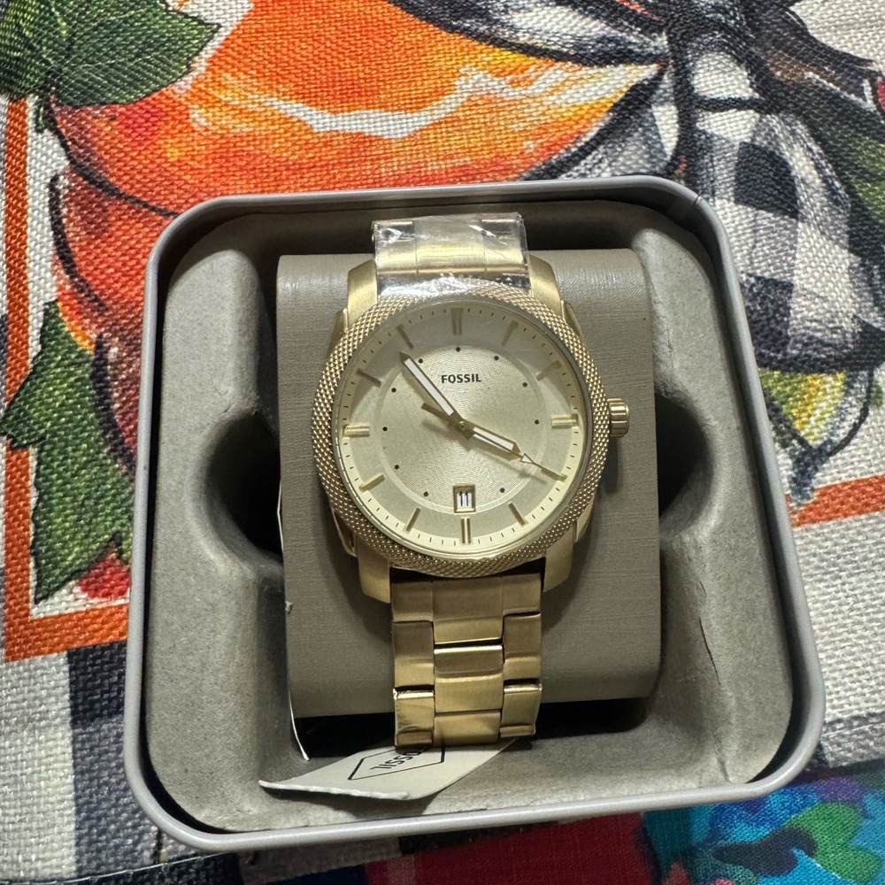 Fossil Gold-Tone Watch with Textured Dial Gold